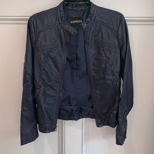 NEVER WORN. Express Navy blue leather jacket.
